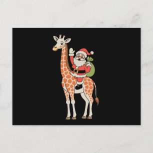 Cartão Postal De Festividades Família Girafa do Natal Época de Natal