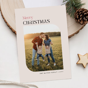 Cartão Postal De Festividades Família Minimalista Moderna Foto Feliz Natal
