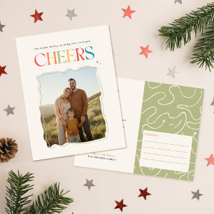 Cartão Postal De Festividades Família Moderna em Foto de Natal com Estilo Retro
