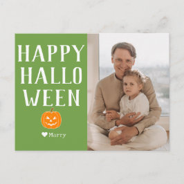 Cartão Postal De Festividades Família Moderna Simples Feliz Foto de Halloween No