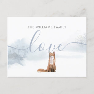 Cartão Postal De Festividades Família Natal Fox Winter Woodland Fox