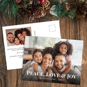 Cartão Postal De Festividades Família Paz, Amor e Alegria Foto Natal