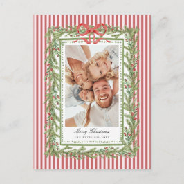 Cartão Postal De Festividades Familiar Foto de Família com Laço Costeiro Natalin