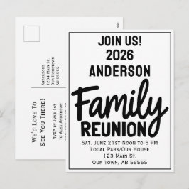 Cartão Postal De Festividades Family Reunion Join Us Bold Script Modern Postcard