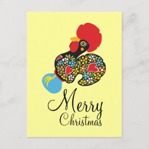 Cartão Postal De Festividades Famous Rooster of Barcelos Nr 06 Merry Christmas