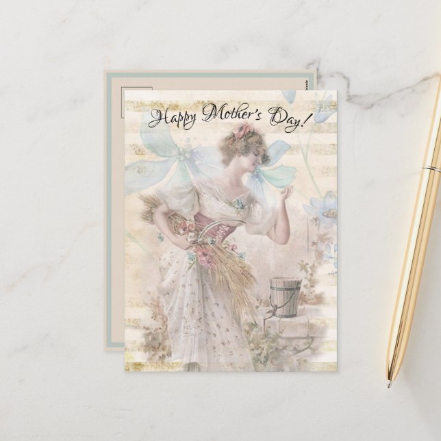 Cartão Postal De Festividades Fantasia em Difusão de Flores Grain (Frente/Verso In Situ)