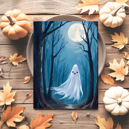 Cartão Postal De Festividades Fantasma Assustador | Feliz Halloween Floresta Ass