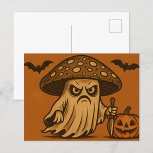 Cartão Postal De Festividades Fantasma do Shroom-Spooky Assassino com Faca