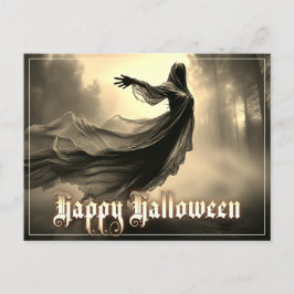 Cartão Postal De Festividades Fantasma Feminino Negro no Inferno - Halloween