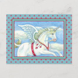 CARTÃO POSTAL DE FESTIVIDADES FANTASY CORAÇÃO BRANCA UNICORN, FANTASY PEGASUS