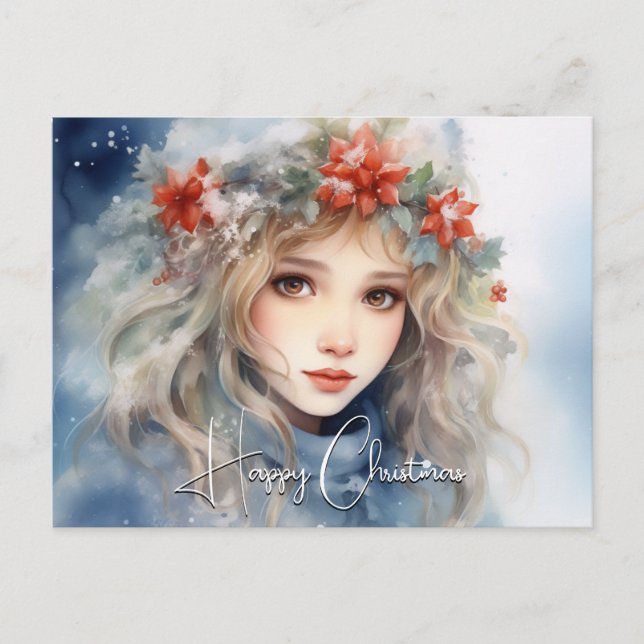 Cartão Postal De Festividades Fantasy Winter Fairy Christmas (Frente)