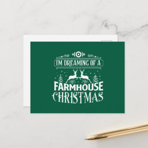 Cartão Postal De Festividades Farmação de Natal Farmhouse Word Art.