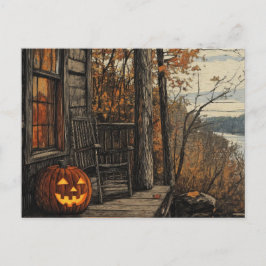 Cartão Postal De Festividades Farmhouse do Halloween Russo Encantador