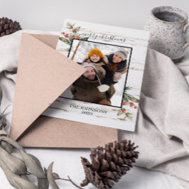 Cartão Postal De Festividades Farmhouse Feliz Foto de Natal