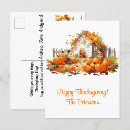 Cartão Postal De Festividades Farmhouse Pumpkins Feliz Ação de Graças