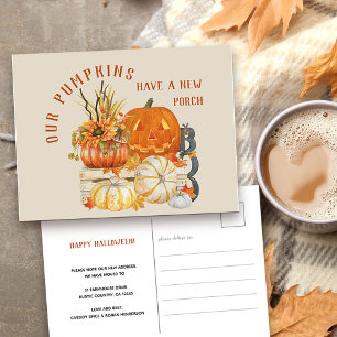 Cartão Postal De Festividades Farmhouse Russo Pumpkins Novo Porch Novo Endereço