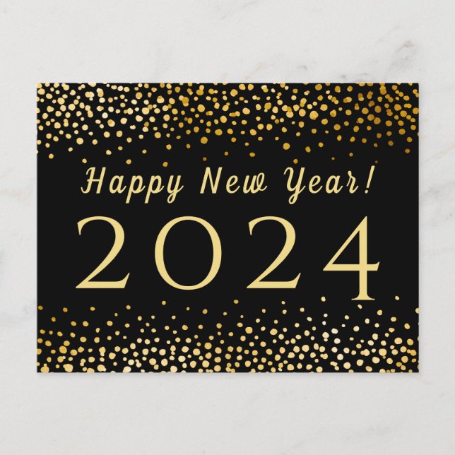 Cartão Postal De Festividades Faux Gold Confetti Feliz Ano Novo 2019 (Frente)