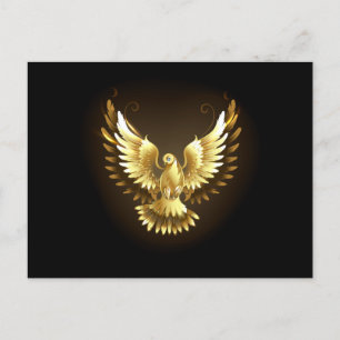 Cartão Postal De Festividades Faux Gold Foil Peace Dove em Preto