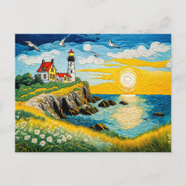 Cartão Postal De Festividades Fazenda Costeira Serene pelo Mar