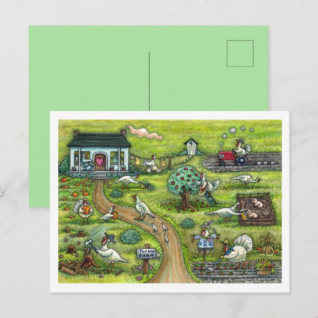 CARTÃO POSTAL DE FESTIVIDADES FAZENDA DA TURQUIA, PAÍS HUMOSO QUE AGRADECE AVES (Frente/Verso)