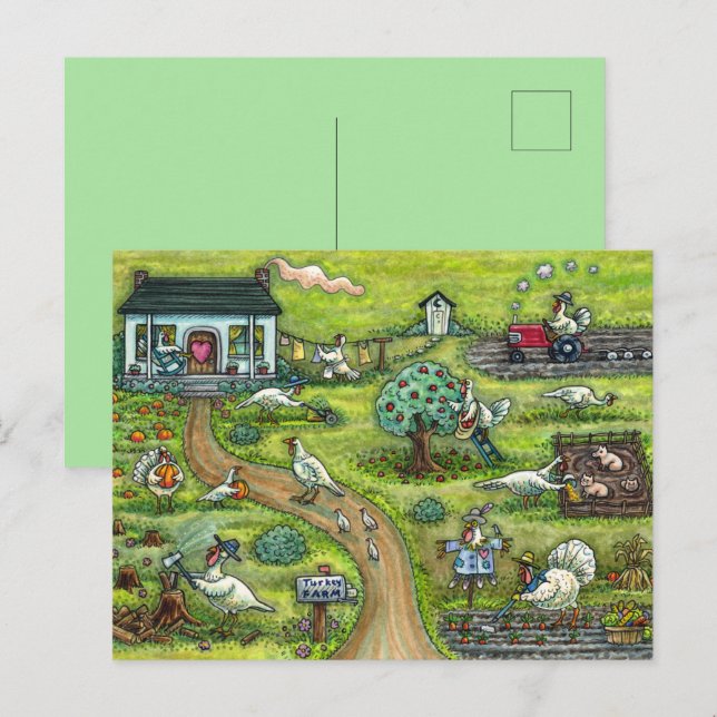 CARTÃO POSTAL DE FESTIVIDADES FAZENDA DA TURQUIA, PAÍS HUMOSO QUE AGRADECE AVES (Frente/Verso)