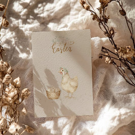 Cartão Postal De Festividades Fazenda Vintage Hen e Ovos