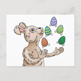Cartão Postal De Festividades Fazendo malabarismo com Bunny da Páscoa