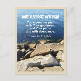 Cartão Postal De Festividades Fé Cristã Feliz ano novo do Oceano Azul