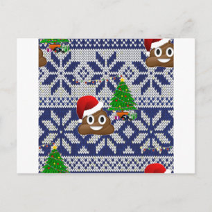 Cartão Postal De Festividades feio cocô de suéter de Natal emoji