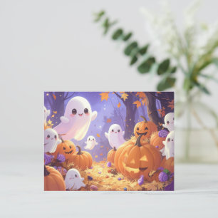 Cartão Postal De Festividades Feira de Halloween Roxo Moderna e Custa