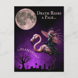 Cartão Postal De Festividades Feiticeira Engraçada Halloween Cheia Moon Graveyar
