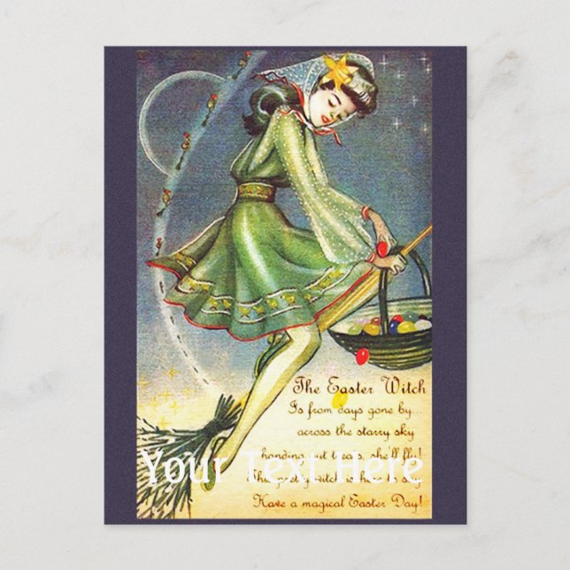 Cartão Postal De Festividades Feiticeira Páscoa (Frente)