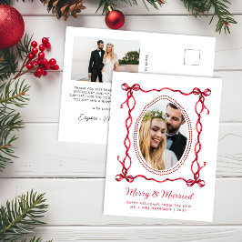 Cartão Postal De Festividades Felicidade Casados Arco Vermelho Recém-casados Fot