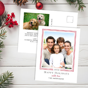 Cartão Postal De Festividades Felicidades de Natal Minimalista Foto da Família n