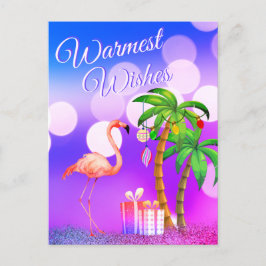 Cartão Postal De Festividades Felicidades mais calorosas de Flamingo Tropical Be