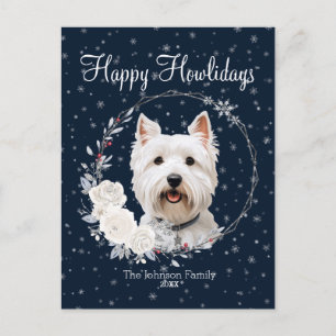 Cartão Postal De Festividades Felicidades Natalinas Cão Westie Fofo