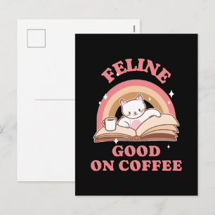 Cartão Postal De Festividades Feline Good no Café