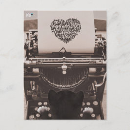 Cartão Postal De Festividades Felini Gato Digitando Coração de São Valentão -