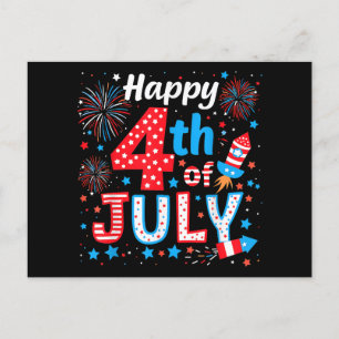 Cartão Postal De Festividades Feliz 4 de julho Bandeira Americana Patriótica EUA