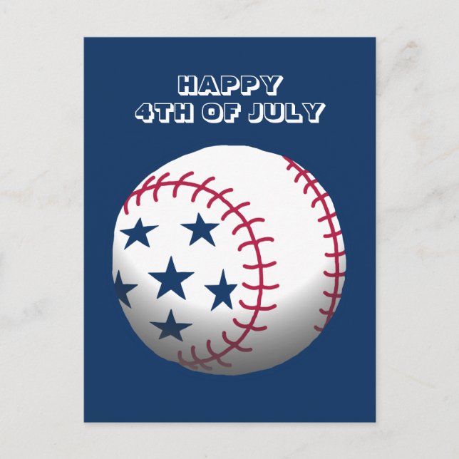 Cartão Postal De Festividades Feliz 4 de julho de Baseball (Frente)