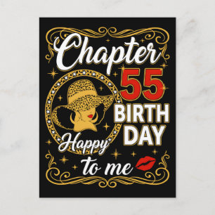 Cartão Postal De Festividades Feliz 55º Aniversário Mulher do Chapéu de Leopardo