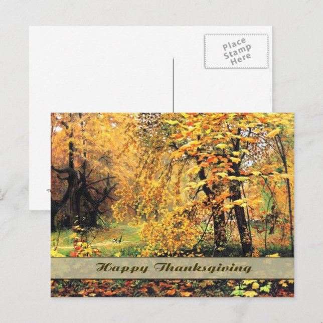 Cartão Postal De Festividades Feliz Ação de Graças. Cartão-postal de arte (Frente/Verso)