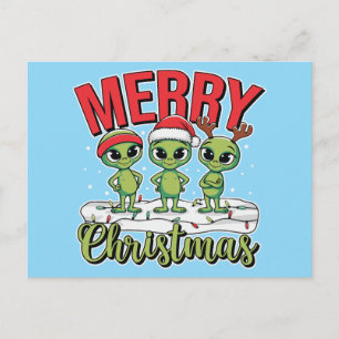 Cartão Postal De Festividades Feliz Aliens de Natal