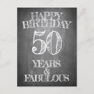 Cartão Postal De Festividades Feliz Aniversário - 50 Anos & Fabuloso