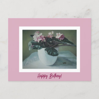 Cartão Postal De Festividades Feliz aniversário belas artes vintage flores cor-d