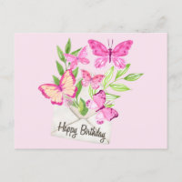 Feliz Aniversário, Borboletas Rosa-Cor-de-Água, Fo