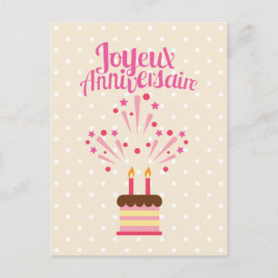 Cartão Postal De Festividades Feliz aniversario de Joyeux Anniversaire