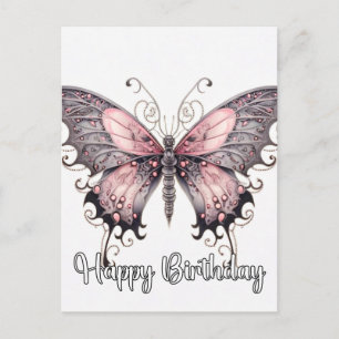 Cartão Postal De Festividades Feliz Aniversário Design Borboleta Criativa
