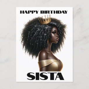 Cartão Postal De Festividades Feliz aniversário irmã negra melanina rainhas