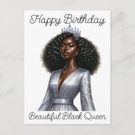 Cartão Postal De Festividades Feliz aniversário linda rainha negra melanina sist